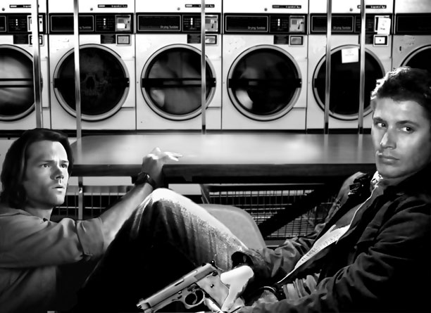 My version of Sam & Dean doing laundry...wonder what they're looking at off to the right?